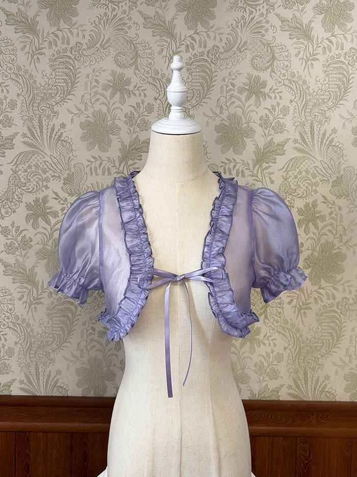 l*a様 organdy bolero lace patchwork ライトブル Exquisite Hand Tatted Lace Bolero From The 1900's / XS