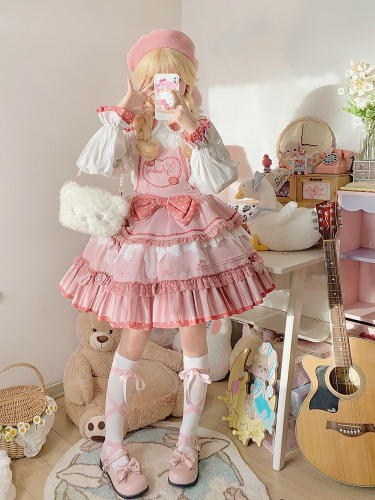 Strawberry Milk Pie Sweet Lolita Dress Outfit by Half Sweet Strawberry Milk Pie Sweet Lolita Dress Outfit by Half Sweet