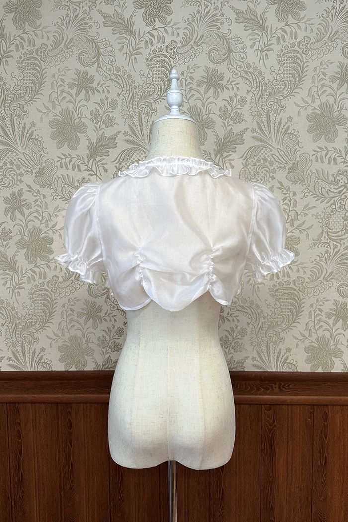 l*a様 organdy bolero lace patchwork ライトブル Exquisite Hand Tatted Lace Bolero From The 1900's / XS
