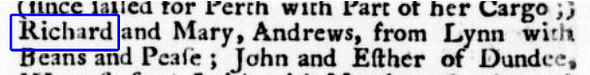 1753 March 20 Aberdeen Press & Journal - Arrived Dundee