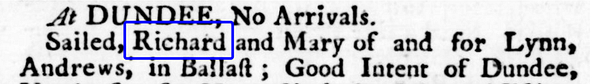 1753 March 27 Aberdeen Press & Journal - Departed Dundee
