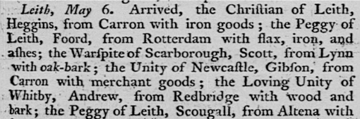 1771 Newspaper Report