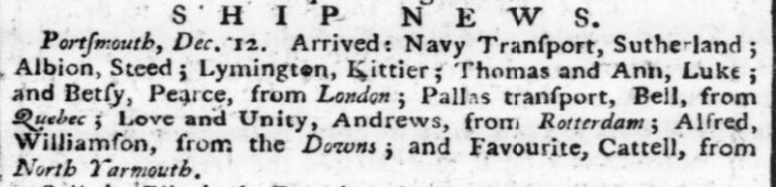 1776 Hampshire Chronicle 16 Dec