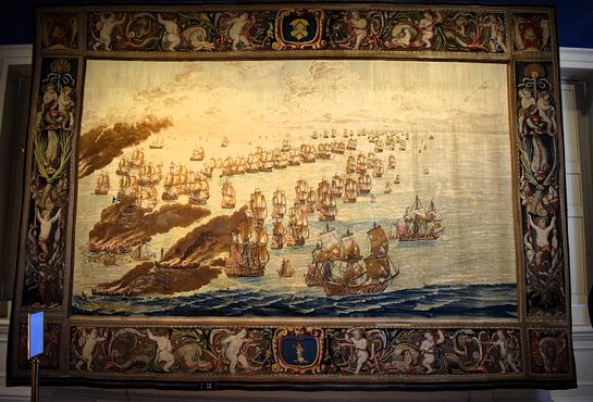 The Burning of the Royal James at the Battle of Solebay, 28th May 1672.  Made, 1678 - 88