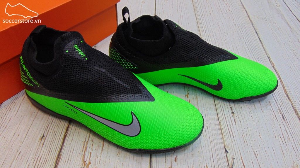 Giày bóng đá Nike Phantom VSN React II Pro DF TF- Black/ Platinum/ Green Strike CD4174-036