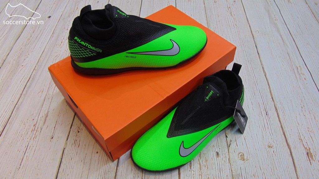 Giày bóng đá Nike Phantom VSN React II Pro DF TF- Black/ Platinum/ Green Strike CD4174-036