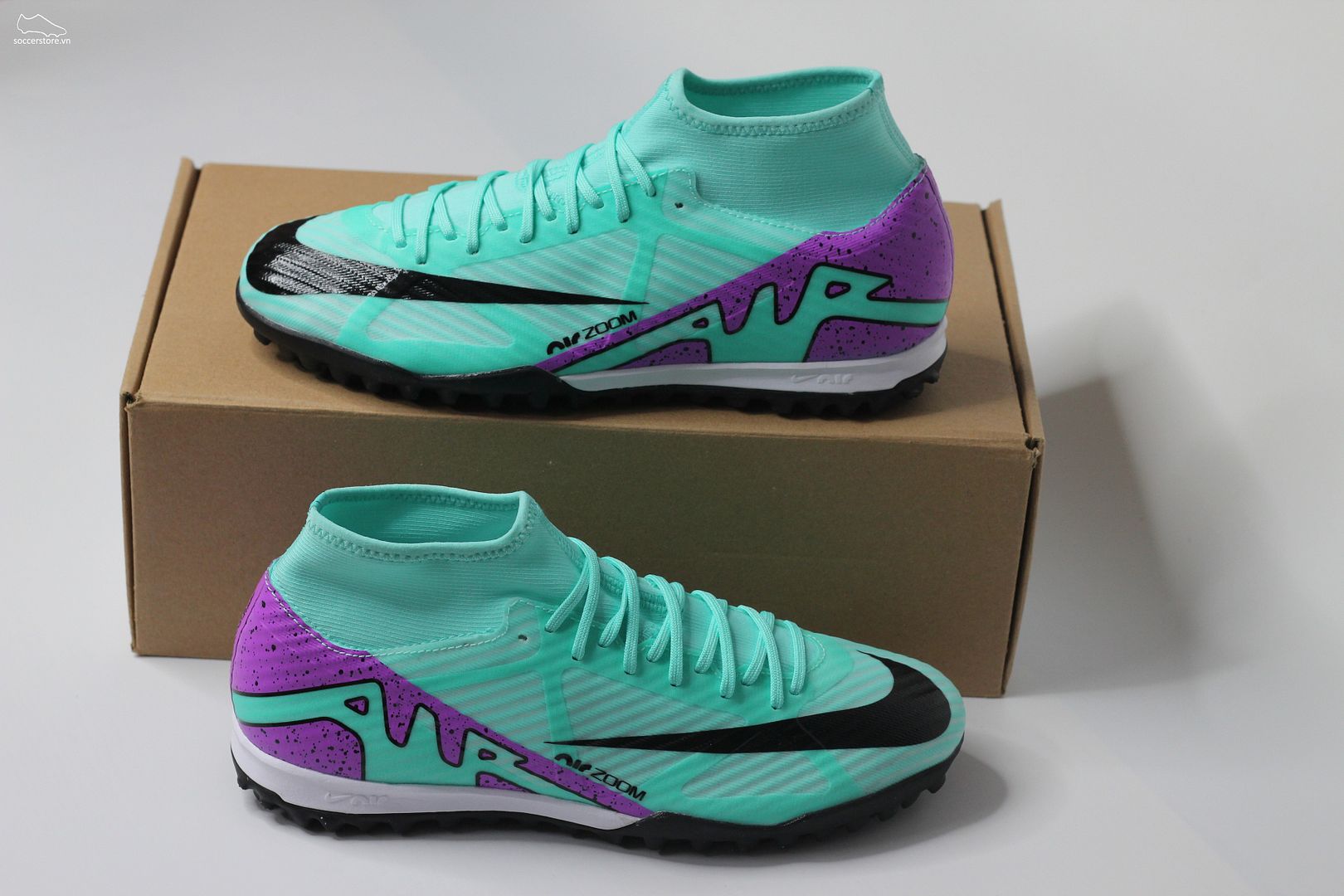 Nike Mercurial Superfly 9 TF Air Zoom màu xanh bạc hà Champions league pack - DJ5629-300