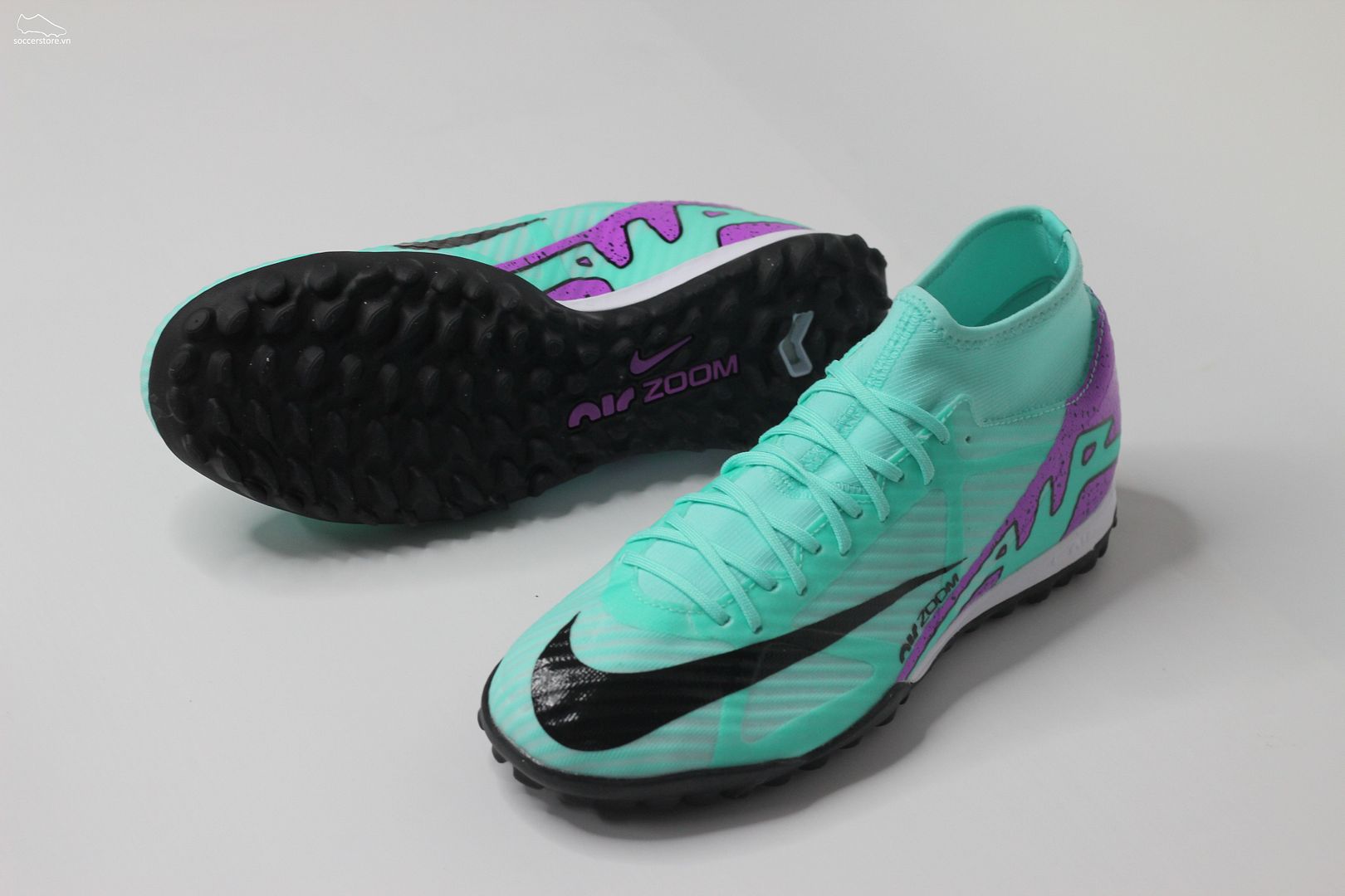 Nike Mercurial Superfly 9 TF Air Zoom màu xanh bạc hà Champions league pack - DJ5629-300