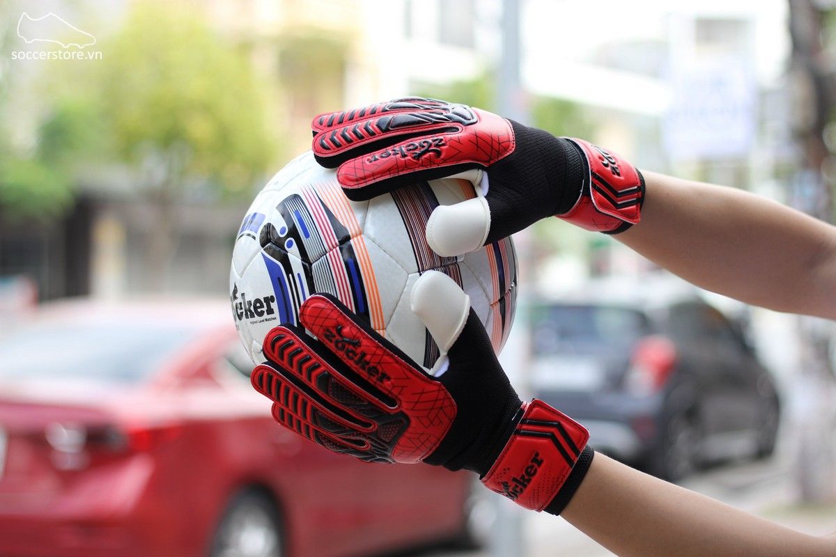 Găng tay thủ môn Zocker Dino màu đỏ đen GK Gloves 