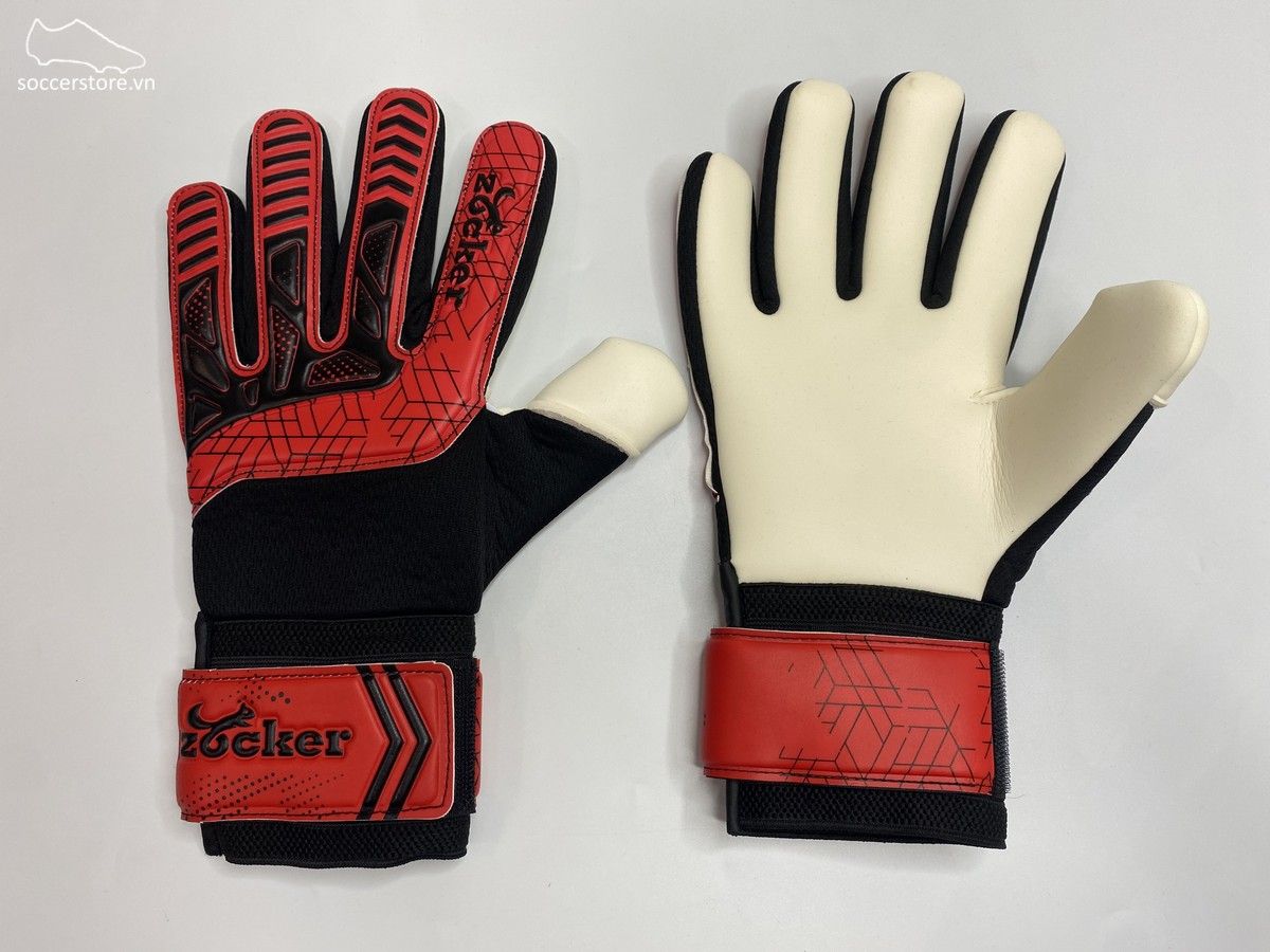 Găng tay thủ môn Zocker Dino màu đỏ đen GK Gloves 