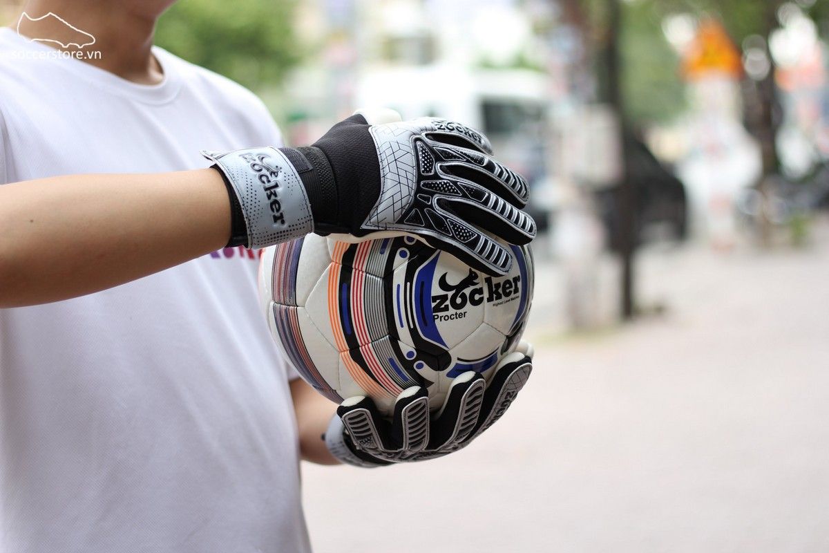 Găng tay thủ môn Zocker Dino màu xám đen GK Gloves