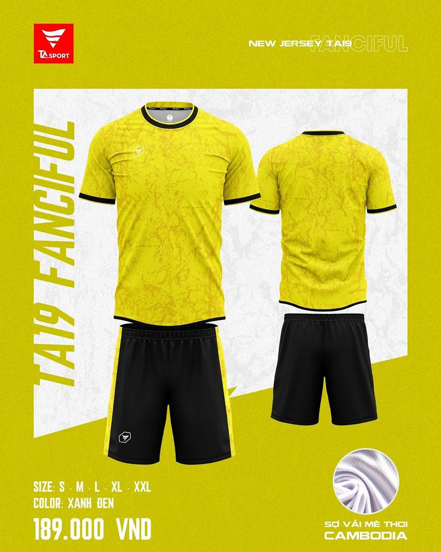 Bộ quần áo bóng đá TA Sport TA19 Fanciful màu vàng quần đen