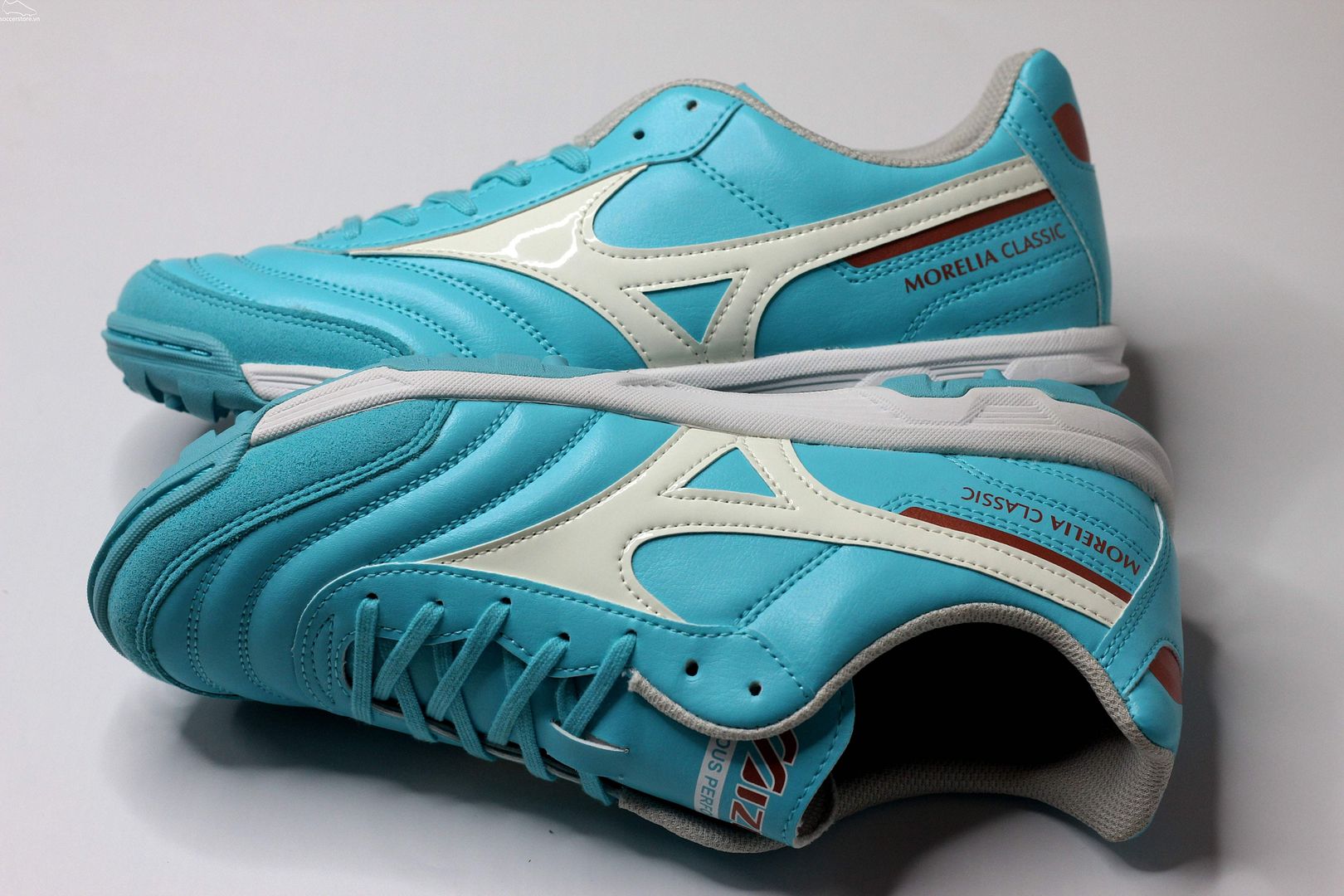 Giày bóng đá Mizuno Morelia Sala Classic TF màu xanh ngọc trắng - Q1GB230225