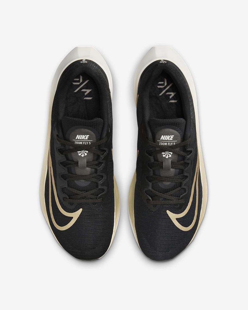 Nike Zoom Fly 5- Black/ Sail/ Metallic Gold Grain- DM8968-002