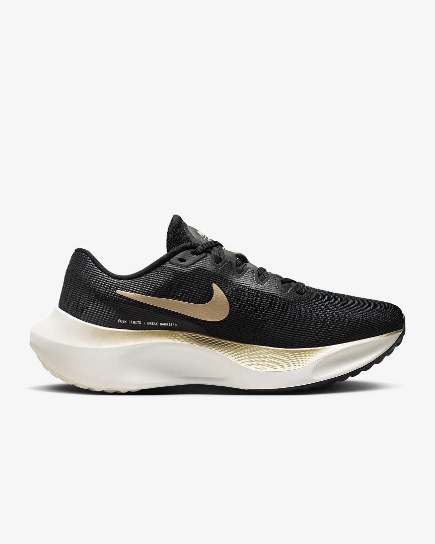 Nike Zoom Fly 5- Black/ Sail/ Metallic Gold Grain- DM8968-002