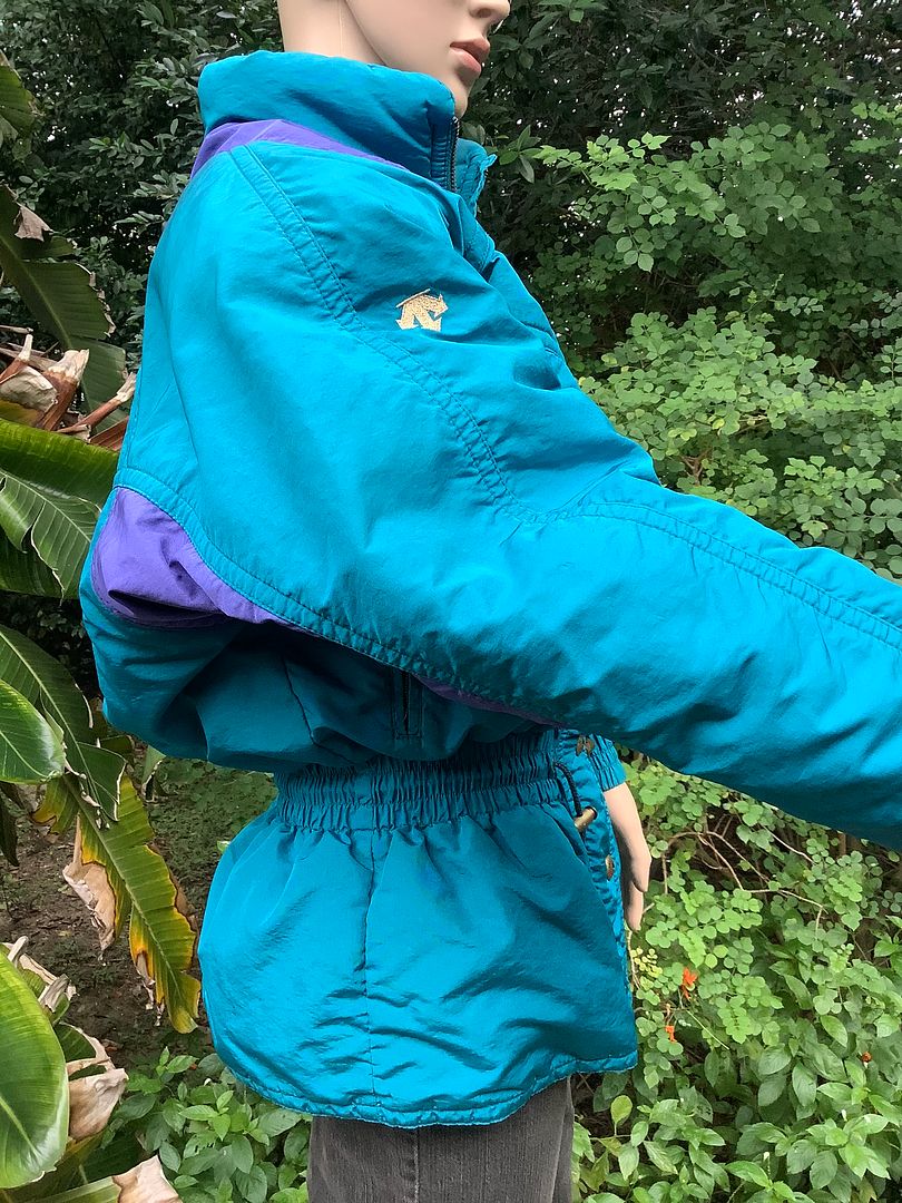 vintage 1980s DESCENTE 80s Turquoise Purple Winter Ski Snow