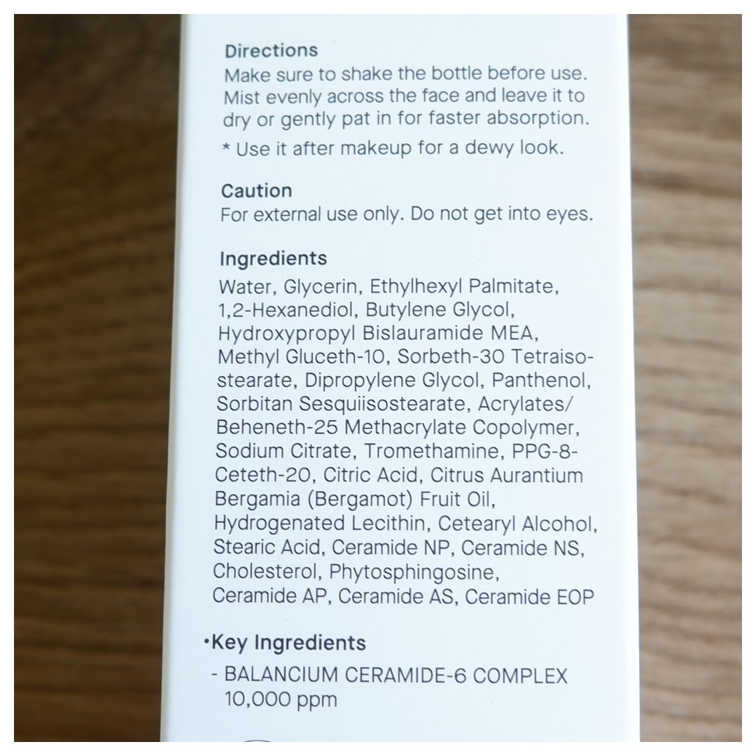 cosrx ceramide mist balancium comfort review swatch skincare k-beauty dry skin dehydrated skin mature skin