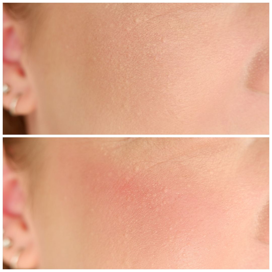 glossier cloud paint liquid blush review swatch makeup look application storm fair skin cool undertone