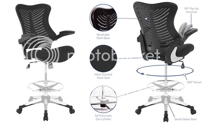 Modway Charge Drafting Chair In Black Modway Charge Drafting Chair In Black