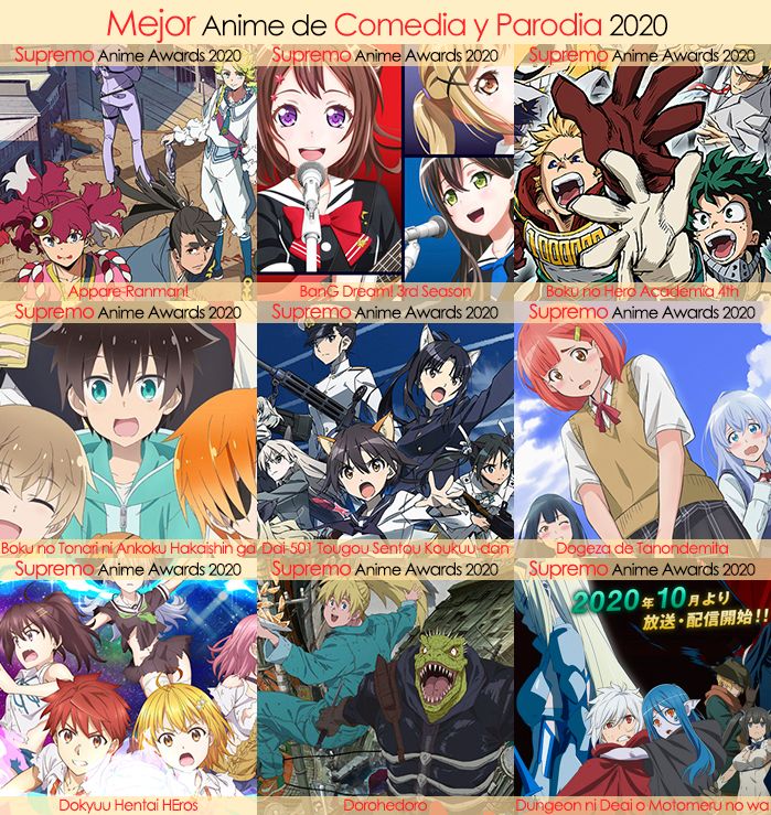 Eliminatorias Nominados a Mejor Anime de Comedia y Parodia 2020
