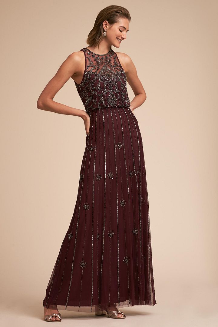 NEW ANTHROPOLOGIE BHLDN BORDEAUX AMADA BEADED GOWN MAXI DRESS SZ 0 | eBay