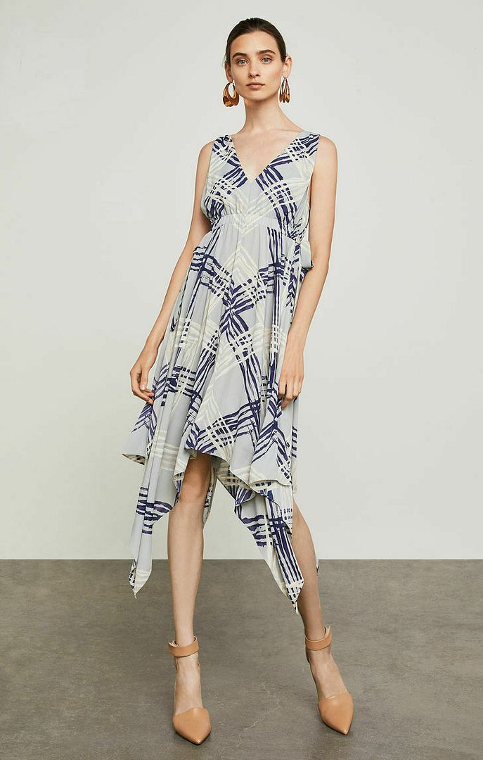 NWT BCBG MAX AZRIA $298 NAVY BLUE PALM CHEVRON HANDKERCHIEF DRESS SZ XXS |  eBay