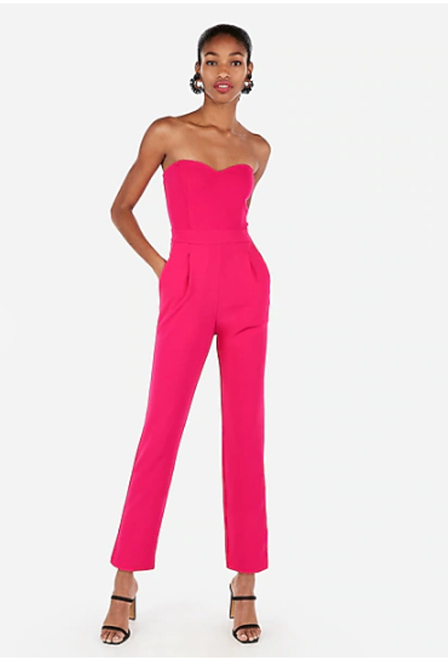 strapless sweetheart neckline jumpsuit express