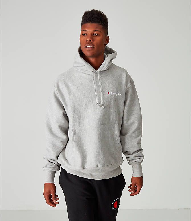 NEW CHAMPION GRAY REVERSE WEAVE EMBROIDERED SCRIPT LOGO HOODIE SZ