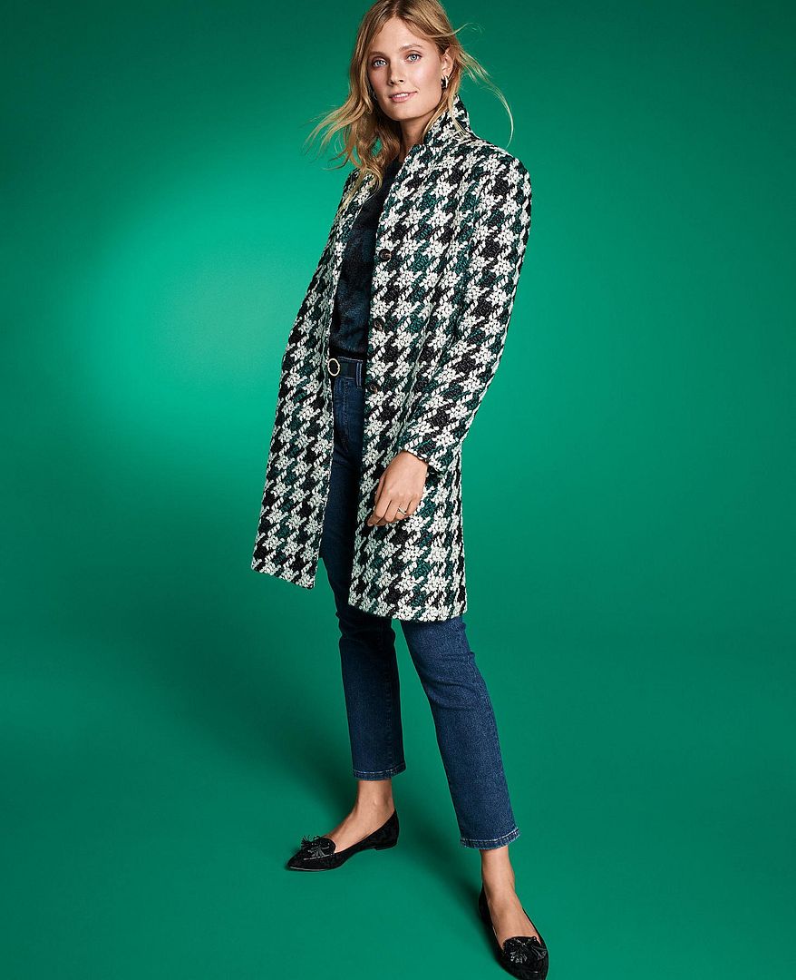 ann taylor houndstooth coatigan