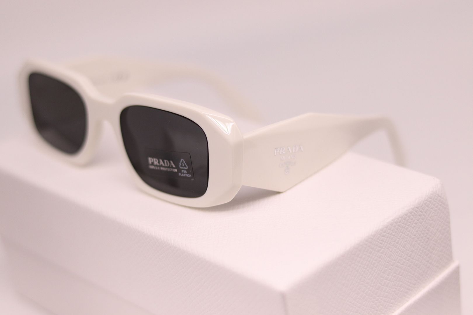 PRADA Milano Triangle Logo Sunglasses Slate | White | Womens