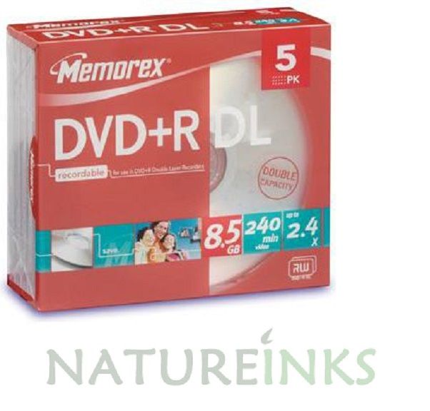5 Memorex DVD R DL 2 4x DVD Dual Double Layer Discs 8 5GB 240 mins RECORDER