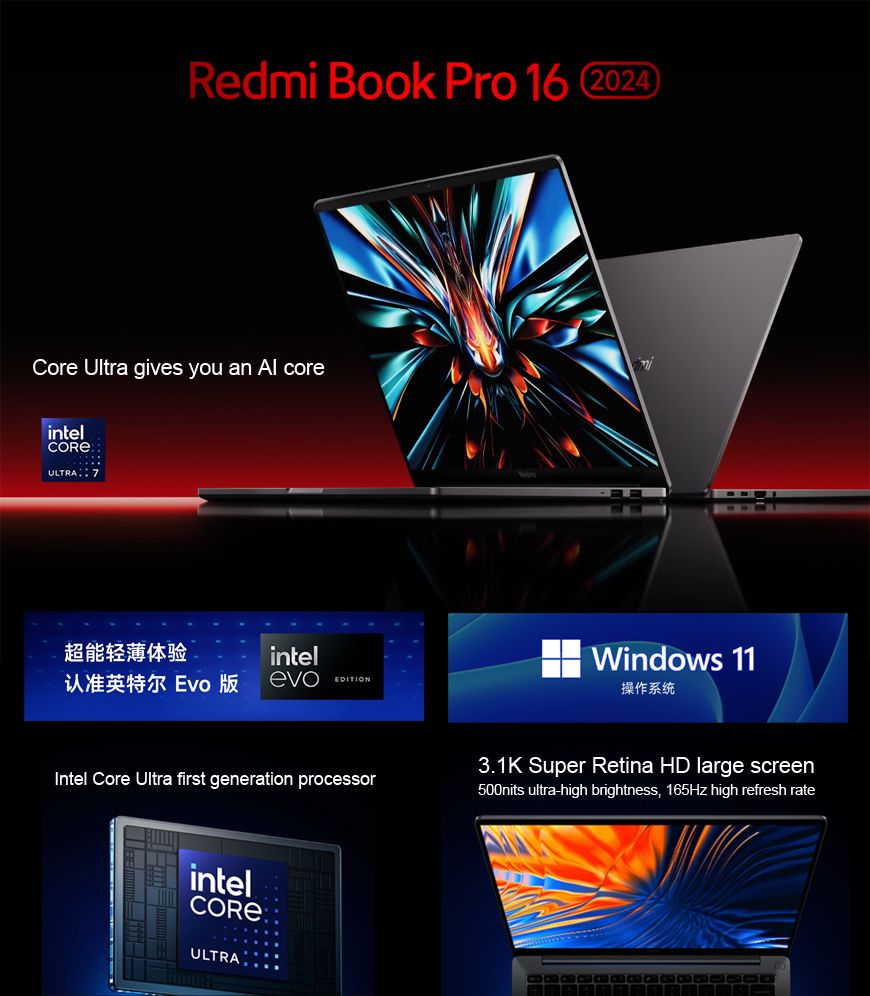 Xiaomi Redmi Book Pro 16 2024 laptop Intel Core Ultra 7/5 16-inch