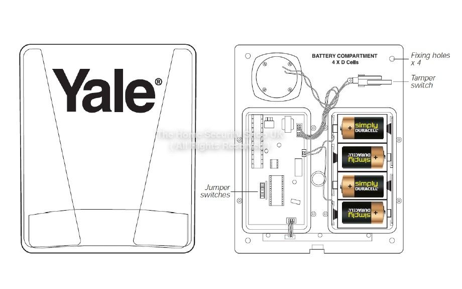 Yale Alarms HSA3000 Siren Battery KIT / INC GUIDE & WINDOW STICKERS