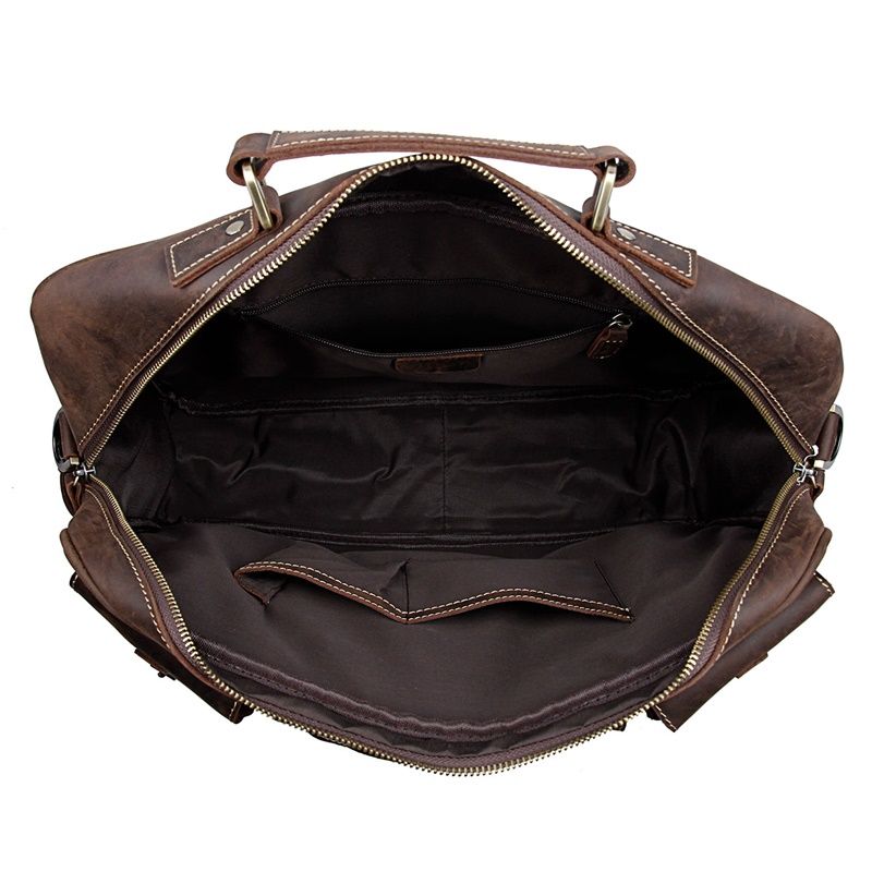 7028R Rare Crazy Horse Leather Men's Briefcase 15 Inches Laptop Bag ...