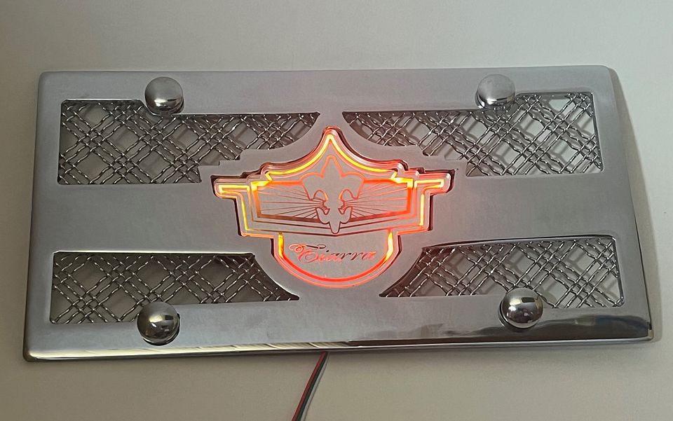 caprice-badge-Tiarra-chrome-mesh-LED-light up-license-plate-triple-weave-mesh-grille-grill-bling-king