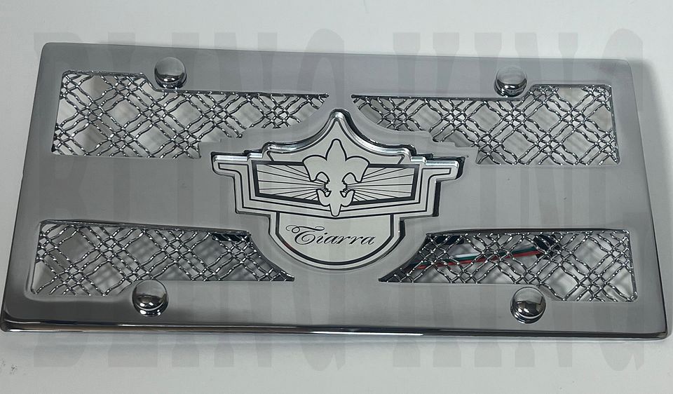 chevy-caprice-badge-Tiarra-chrome-mesh-LED-light up-license-plate-triple-weave-mesh-grille-grill-bling-king