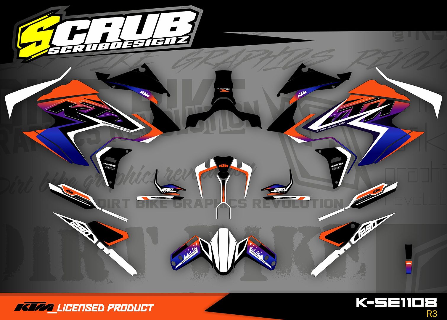KTM SUPER ADVENTURE 1290 R S 2021 2022 2023 Grafik Dekor Design Aufkleber Kit