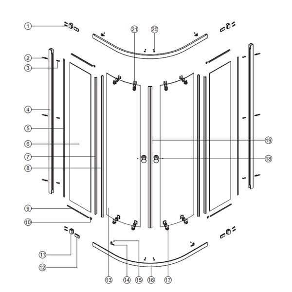 Merlyn Easy 2 Door Offset Quadrant Shower Door Spare Parts