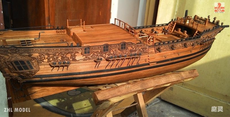 船・ボート The  Yacht CAROLINE 1749 HMS Royal Caroline Yacht 1749 1:50 33'' Wooden Ship Model