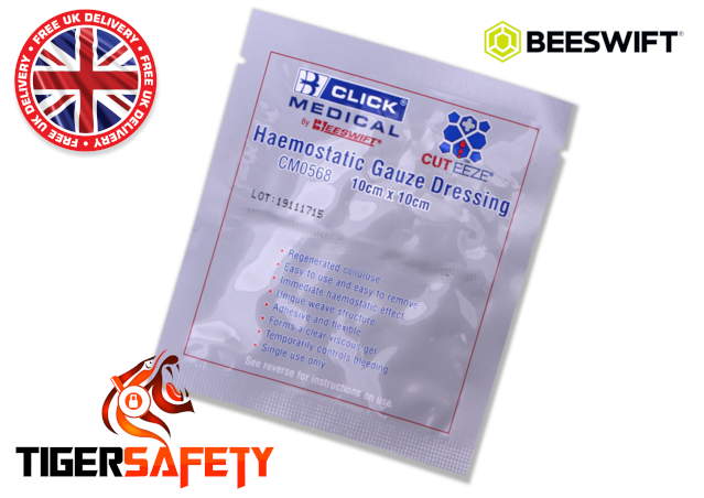 Beeswift Click Medical CM0568 Cut-Eeze Hämostatischer Mullverband 10x10cm