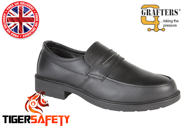black slip on safety shoes
