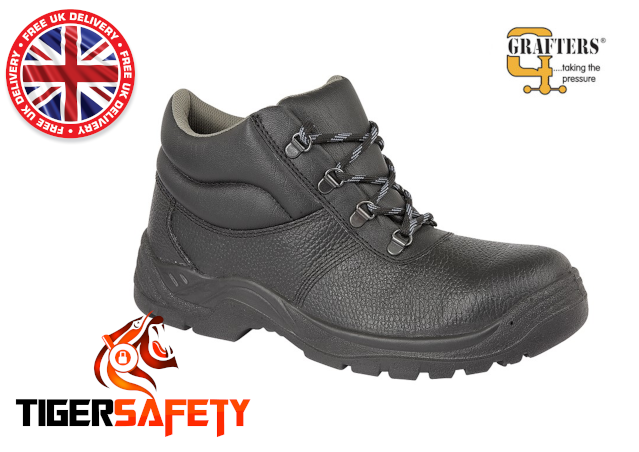 Toesavers 2417 S1P SRC Black Leather Steel Toe Cap Bump Cap Chukka Safety Boots