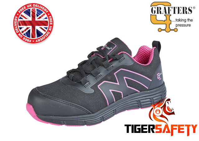 Innesti_L383A_Black_Hot_Pink_Ladies_Lightweight_Safety_Trainers_PPE