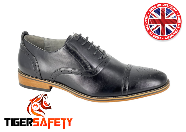 Grafters M516A Chaussures richelieu Oxford en cuir noir pour homme