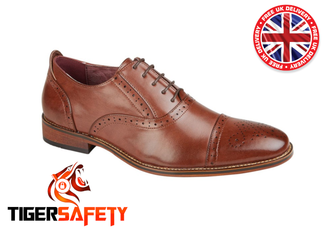 Grafters M516B Braune Lederkappen Oxford Brogue Schuhe für Herren