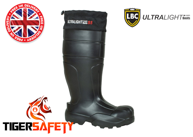 Leon Boots LBC S5 High Top Black Safety Wellington Boots Wellies