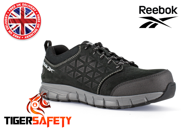 Reebok R1036 Excel Light S3 Black Composite Toe Cap Metal Free Safety Trainers PPE