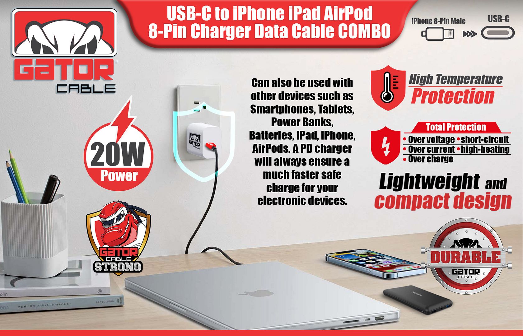 Banner-USB-C-to-iPhone-iPad-AirPod-8-Pin-Charger-Data-Cable-COMBO